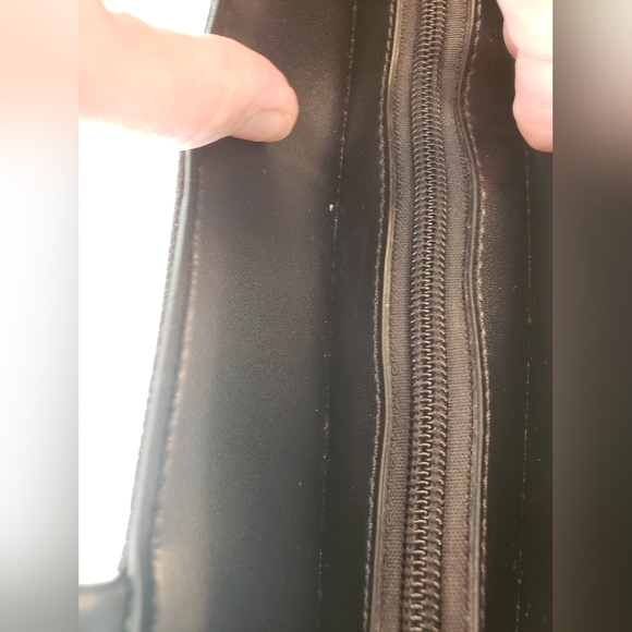 Classic Black Leather Long Strap Shoulder Bag with Silver Accents - Picture 6 of 12